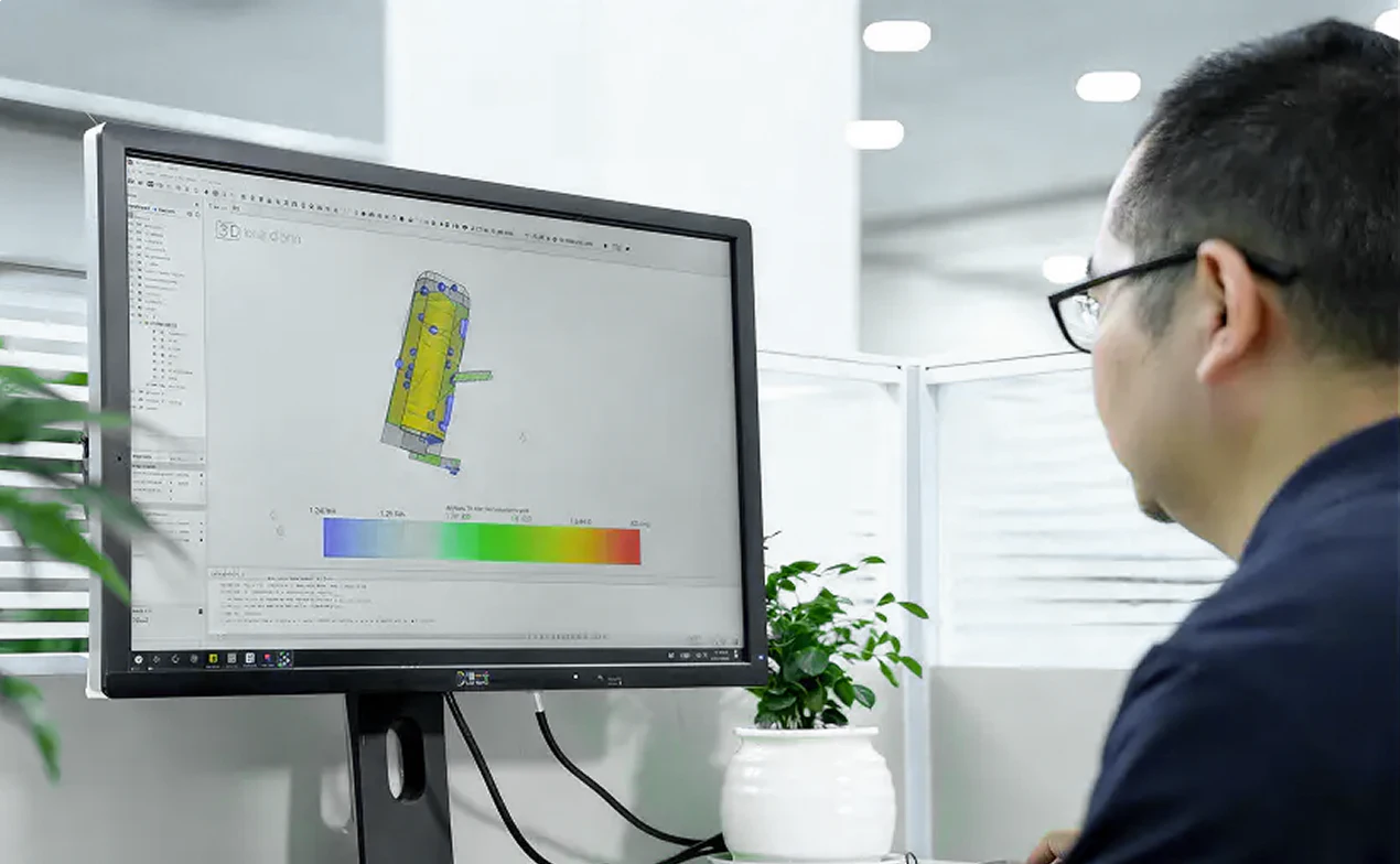 Engineer performing 3D simulation